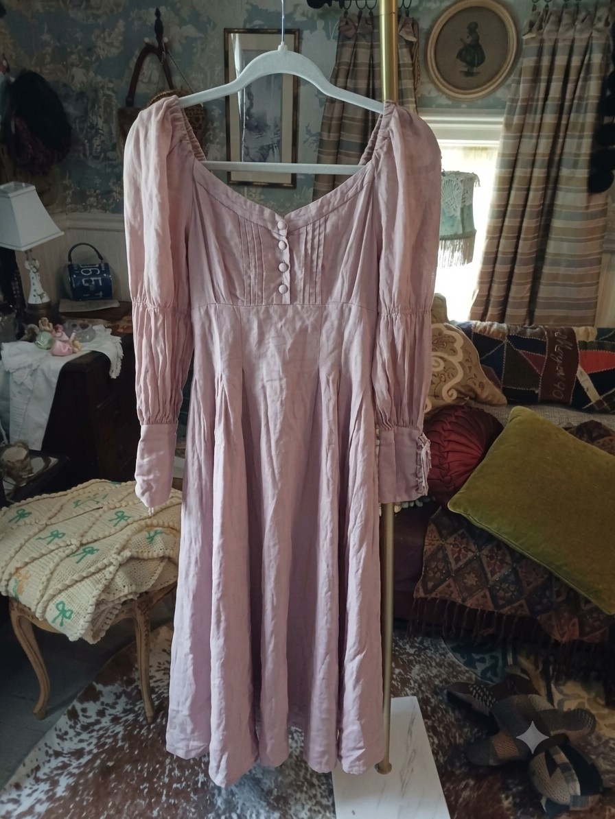 Linennaive Elegant Dusty Pink Maxi Dress With Sweetheart Neckline — image 2 of 8